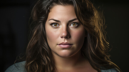 Fototapeta premium Portrait of a Plus-size 38-year-old woman from Canada, looking at the viewer