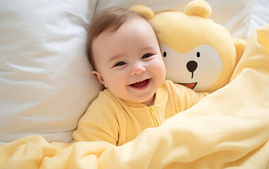baby cute smiling in the bed