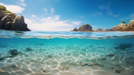 Fototapeta premium Beautiful beach with transparent waters and white sand