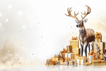 deer with a christmas tree - Powered by Adobe
