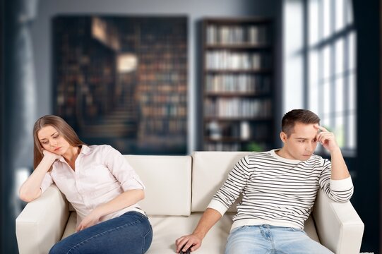 Young man and woman looking unhappy during an argument, AI generated image