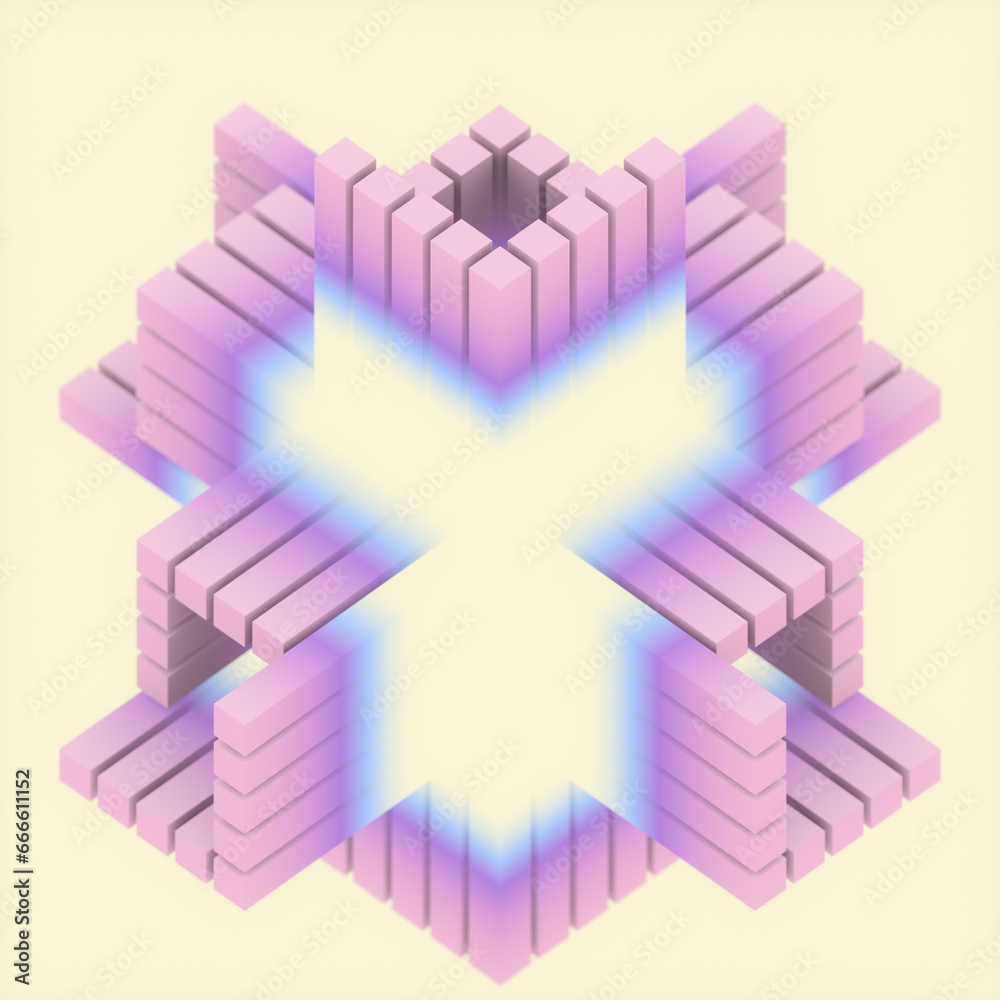 Leinwandbilder trendy background in neon color with digital illustration of rectangular geometric shapes. 3d render