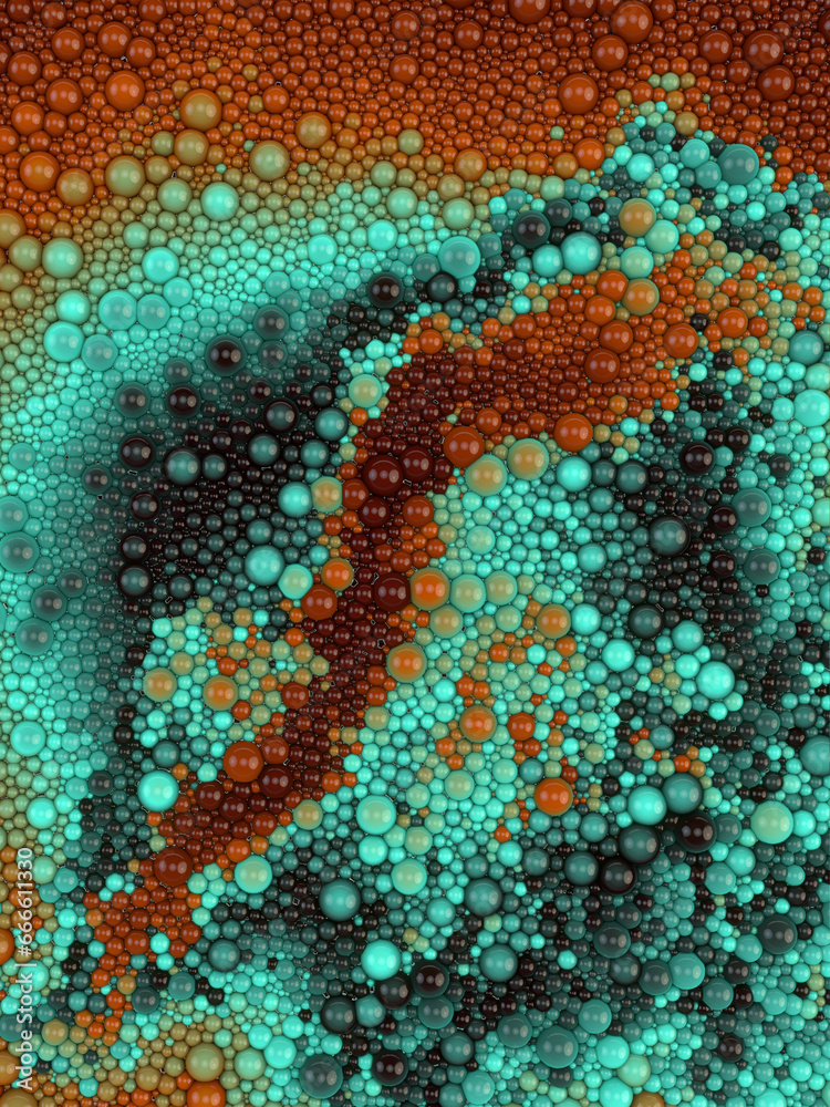 Aufkleber Beautiful background of multicolored spherical particles. 3d rendering digital illustration