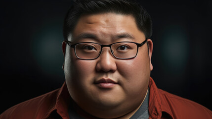 Fototapeta premium Portrait of a Plus-size 30-year-old man from China, looking at the viewer