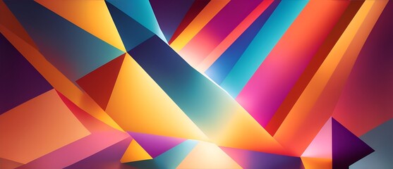Colorful light rays effect on retro abstract geometric shapes from Generative AI
