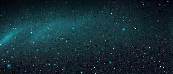 Teal particles wave with shining dots stars and light abstract on plain black background from Generative AI