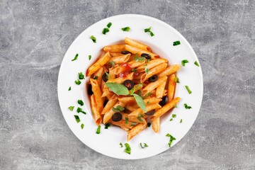 Tasty fresh pasta noodles dish with sauce