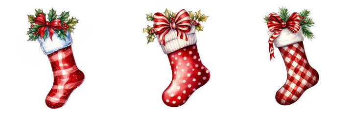 Set of Watercolor Christmas Stockings