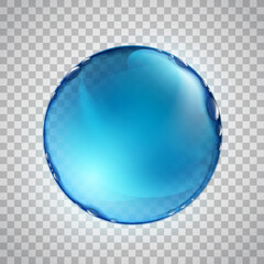 Water bubble with drops. Mockup isolated on transparent background. Stock vector illustration