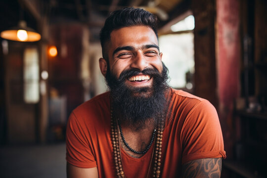 Smiling South Asian Bearded Male