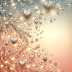 Twinkling Heart Lights Romantic Background

