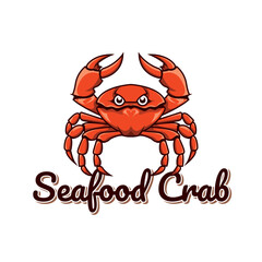 Crab mascot logo design, seafood icon, red crab mascot illustration design isolated on white background