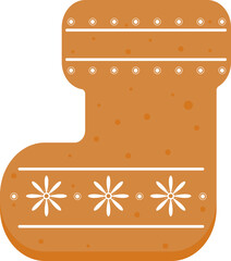 Christmas gingerbread cookie isolated on white background. Christmas pastries, gingerbread cookie with festive decoration. Suitable for decoration gift paper, greetings cards.