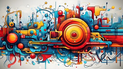 colorfully social media background with graffity and doodle art pattern design