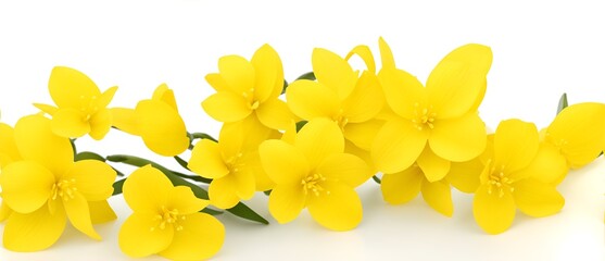 Bunch of yellow jasmine on plain white background from Generative AI