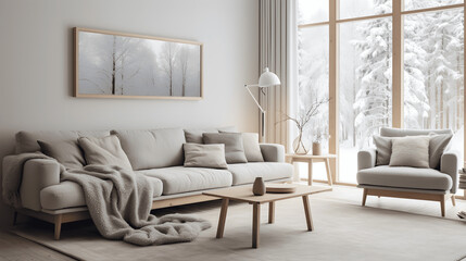 
Step into a Scandinavian-style living room, where clean lines, minimalist decor, and a calming color palette create a serene and inviting space, embodying the essence of Scandinavian design.