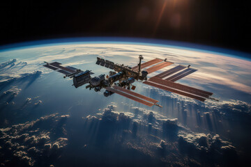 Sci-Fi Scene: Space Station Adrift in the Cosmos - Futuristic Concept