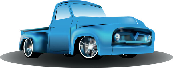 Hot rod blue classic truck