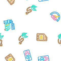 electric car charging vector seamless pattern thin line illustration