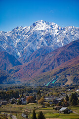 Oito line running pass train in hakuba.