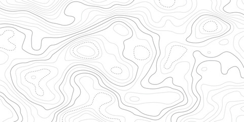 Abstract wavy curve geography topography lines contours map background. Topography white wave lines vector background. 