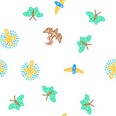 tattoo retro vintage vector seamless pattern thin line illustration