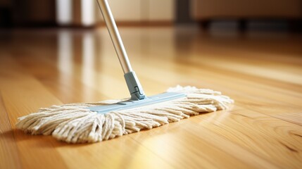 Cleaning floor with mop made with Ai generative