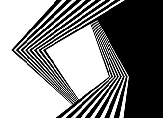 Abstract black and white pattern of broken parallel lines in retro style. Vector striped pattern for covers, social networks, advertising, textiles, toys, cards, videos. Modern vector background