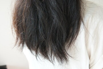 女性の傷んだ髪の毛・後ろ姿