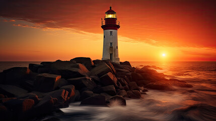 lighthouse at sunset