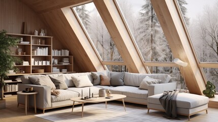 Fototapeta na wymiar Scandinavian home interior design of modern living room
