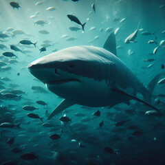 Predator of the deep, AI generated illustration, realistic shark