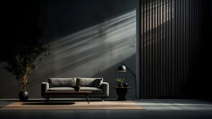 Modern furniture, sofas, armchairs, space for relaxation - light dark themes created with generative AI technology