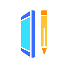 Smartphone with stylus line icon. Gadget, social network, applications, Internet, technology. Vector color icon on a white background for business and advertising