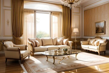 Fototapeta premium 6. Palace concept luxury living room and sofa interior. 