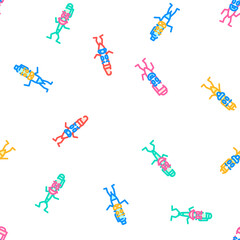 pen character pencil school vector seamless pattern thin line illustration