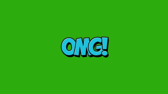 omg Comic Pop Art text animation, chroma key version included. colorful cartoon text animation