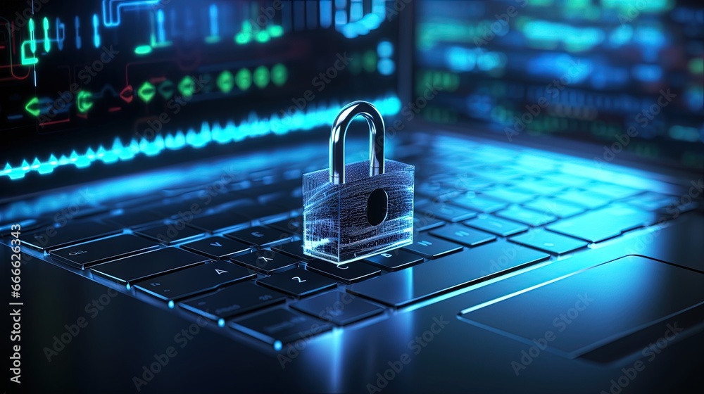 Aufkleber Cyber security Locking keyboard to safeguard data from hackers using password