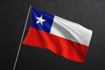 3D Waving flag design. Chile National flag on black background.