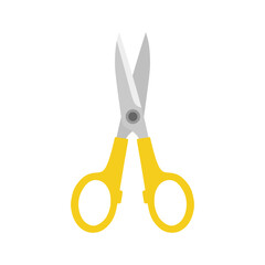 Scissors flat design vector illustration. Hand drawn professional pair of cutting hair or needlework. Craft and scissoring flat creative. Cartoon collection scissors paper cut.