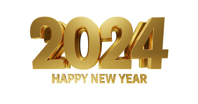 PSD golden happy new year 2024 3d banner design concept