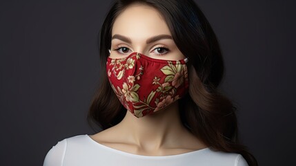 Handmade cotton face mask with flower pattern for mouth protection and fashion