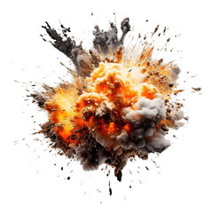 Explosion with sparks isolated on transparent background, Generative ai.