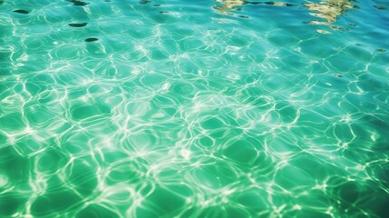 Fototapeta na wymiar Green water in a refreshing swimming pool reflecting the sun