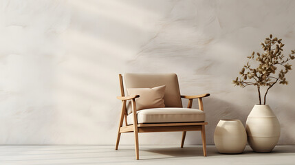 Minimalist Elegance: Beige Armchair in Modern Living Room