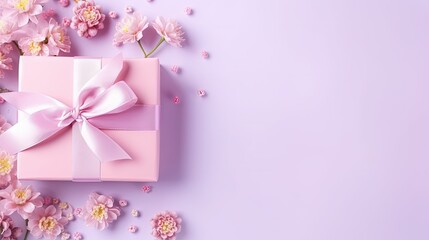 Floral card with wrapped present pastel candy colors
