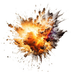 Explosion with sparks isolated on transparent background, Generative ai.