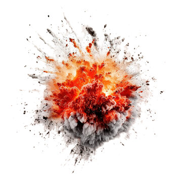 Explosion with sparks isolated on transparent background, Generative ai.