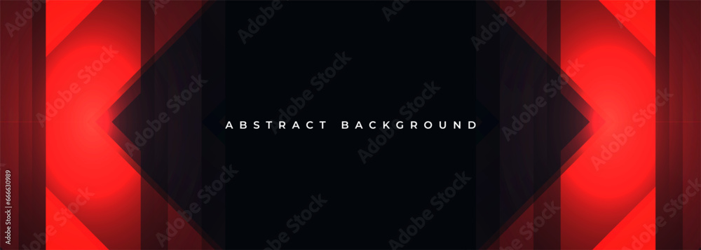 Poster dark red abstract background with glowing geometric arrow shapes. vector illustration banner