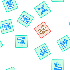 Fototapeta premium emergency fire exit safety escape vector seamless pattern thin line illustration